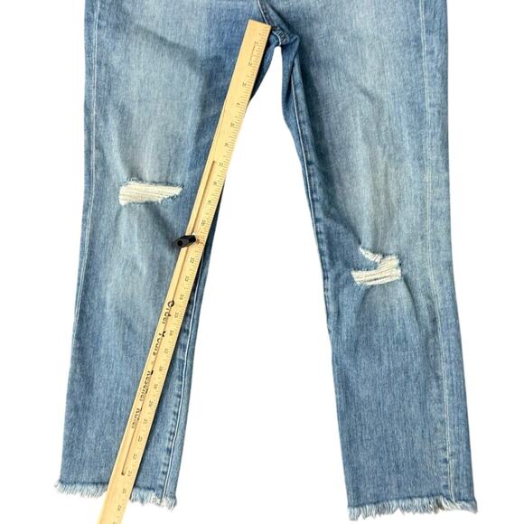 Madewell Blue Distressed Raw Hem Light Wash Stretch Perfect Vintage Jeans sz 26 - Picture 8 of 11